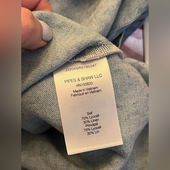 VERONICA BEARD Allison Lakeshore Chambray Front Tie Mini Dress Blue Size 2 NWT - Picture 11 of 12